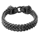 Vintage Lion Head Stainless Steel Bracelet Men 12mm Wide Link
