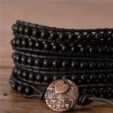 Vintage Matte Agate Beads Leather Wrap Bracelet Boho Stone Cuff