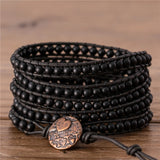 Vintage Matte Agate Beads Leather Wrap Bracelet Boho Stone Cuff