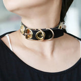 Vintage PU Leather Round Rivet Choker Collar Necklace