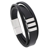 Vintage PU Stainless Steel Men's Leather Bracelet with Magnet Clasp