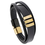 Vintage PU Stainless Steel Men's Leather Bracelet with Magnet Clasp