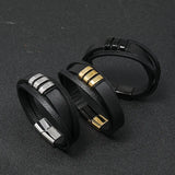 Vintage PU Stainless Steel Men's Leather Bracelet with Magnet Clasp
