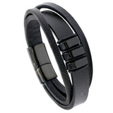 Vintage PU Stainless Steel Men's Leather Bracelet with Magnet Clasp