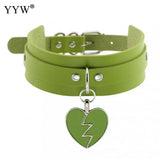 Vintage Punk Heart Choker Collar Leather Necklace for Women Girls
