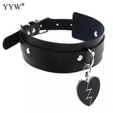 Vintage Punk Heart Choker Collar Leather Necklace for Women Girls