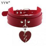 Vintage Punk Heart Choker Collar Leather Necklace for Women Girls