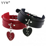 Vintage Punk Heart Choker Collar Leather Necklace for Women Girls