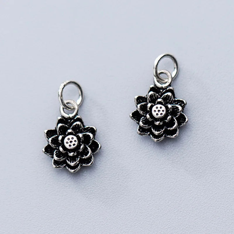 Small Flower Charms 10mm 925 Silver Pendants for Jewelry Making