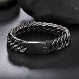 Vintage Stainless Steel Bracelet Men 12/15MM Thick Chain Link Mens Bracelets