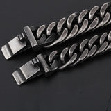 Vintage Stainless Steel Bracelet Men 12/15MM Thick Chain Link Mens Bracelets