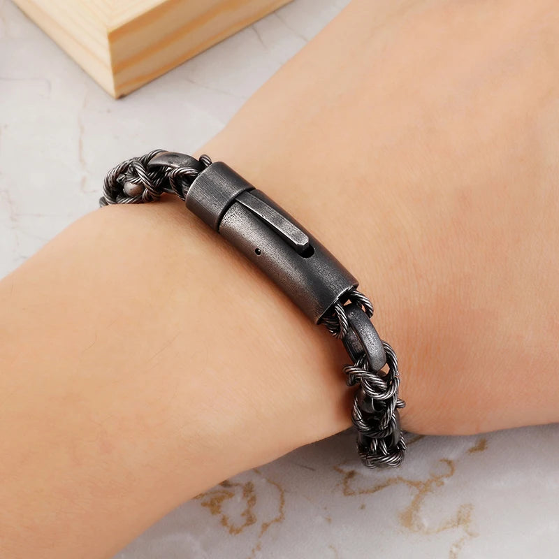 Vintage Stainless Steel Gothic mens Link chain bracelet 8mm