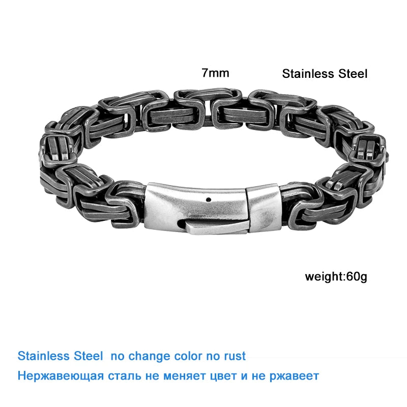 Vintage Stainless Steel Men Bracelet Chain Link