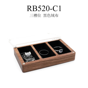 Vintage Walnut Wood Personalized Jewelry Box Necklace Ring Display
