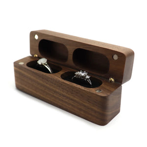 Vintage Walnut Wood Ring Earrings Necklace Pendant Box