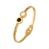 Vintage Tri-Color CZ Rhinestone Steel Bangle Bracelets