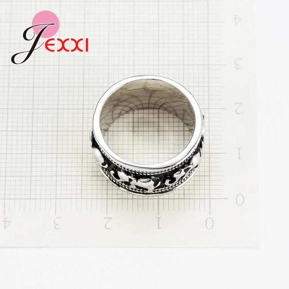 Vintage 925 Sterling Silver Elephant Shape Engagement Rings For Wedding