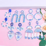 Vintage Porcelain Acrylic Drop Earrings