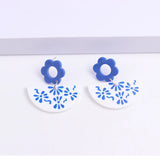 Vintage Porcelain Acrylic Drop Earrings
