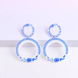 Vintage Porcelain Acrylic Drop Earrings