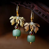 Vintage Cloisonne Flower Drop Earrings Ethnic Jewelry