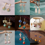 Vintage Cloisonne Flower Drop Earrings Ethnic Jewelry