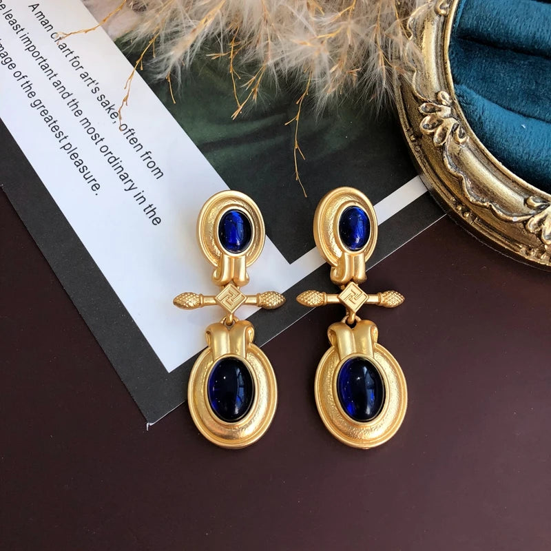 Vintage French Jewelry Geometric Earrings Stud Statement Drop Accessories