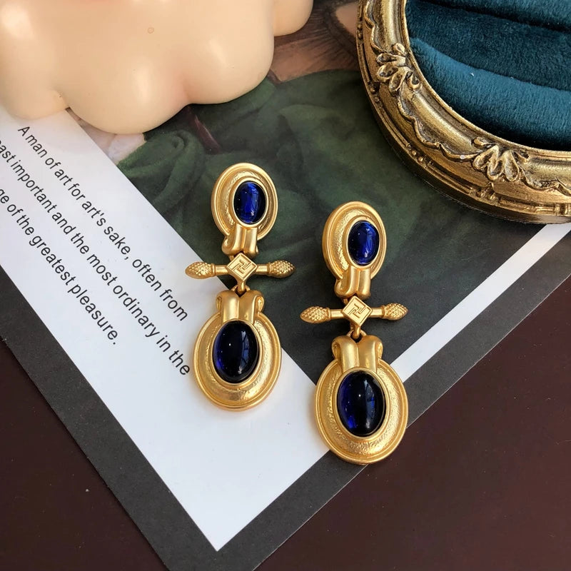 Vintage French Jewelry Geometric Earrings Stud Statement Drop Accessories