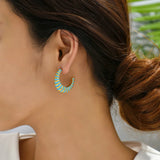 Vintage Enamel Croissant Hoop Earrings Stainless Steel C Shape Party Jewelry