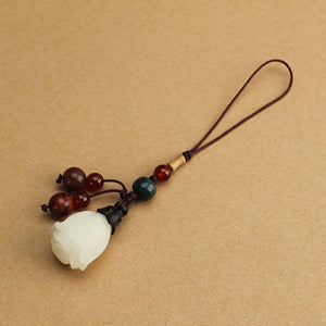 Vintage Bodhizi Tulip Keychain Key Ring Mobile Phone Pendant