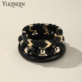 Vintage Bohemia Beads Bracelets Bangle Set Women 3Pcs/Set