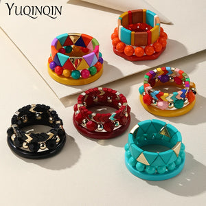 Vintage Bohemia Beads Bracelets Bangle Set Women 3Pcs/Set