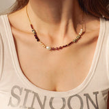 Bohemian Natural Pearl Necklace Women Stainless Steel Stone Beads Jewelry