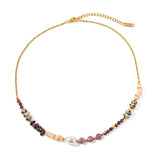 Bohemian Natural Pearl Necklace Women Stainless Steel Stone Beads Jewelry