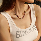 Bohemian Natural Pearl Necklace Women Stainless Steel Stone Beads Jewelry