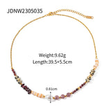 Bohemian Natural Pearl Necklace Women Stainless Steel Stone Beads Jewelry