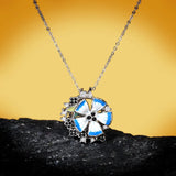 Bohemian Pendant Necklace with Enamel Flower Petal Leaf Dangle Earrings