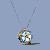 Bohemian Pendant Necklace with Enamel Flower Petal Leaf Dangle Earrings