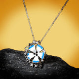 Bohemian Pendant Necklace with Enamel Flower Petal Leaf Dangle Earrings
