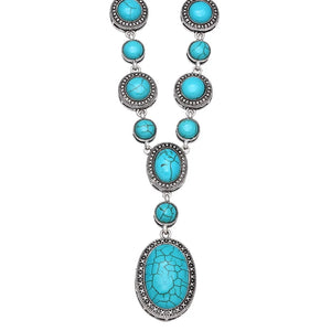 Bohemia Oval Turquoise Necklace Women's Metal Jewelry