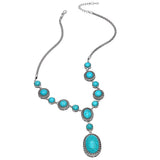 Bohemia Oval Turquoise Necklace Women's Metal Jewelry