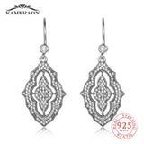 Vintage Boho Geometric Drop Earrings 100% 925 Sterling Silver Indian Jewelry