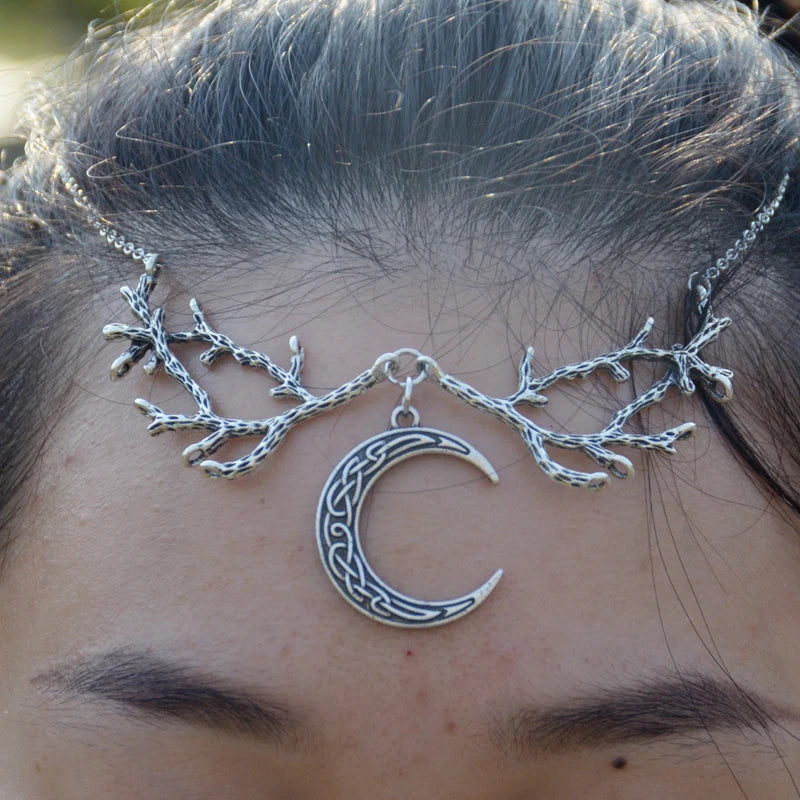 Boho Hair Jewelry Crescent Moon Head Chain for Women