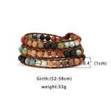 Vintage Boho Wrap Rope 7 Chakra Bracelet Natural Stone Yoga Beads