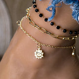 Vintage Boho Layer Crystal Beads Anklet for Women, Moon Star Pendant