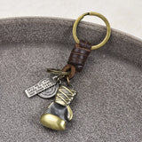 Vintage Boxing Gloves Cowhide Keychain Handwoven Car Key Pendant