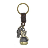 Vintage Boxing Gloves Cowhide Keychain Handwoven Car Key Pendant