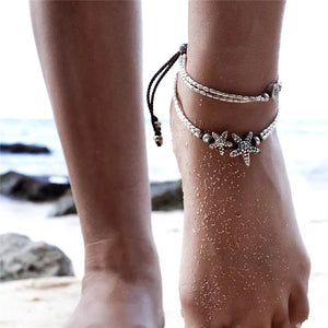 Vintage Retro OM Anklet Bracelet for Women Girls Ankle Leg Silver Chain Charm