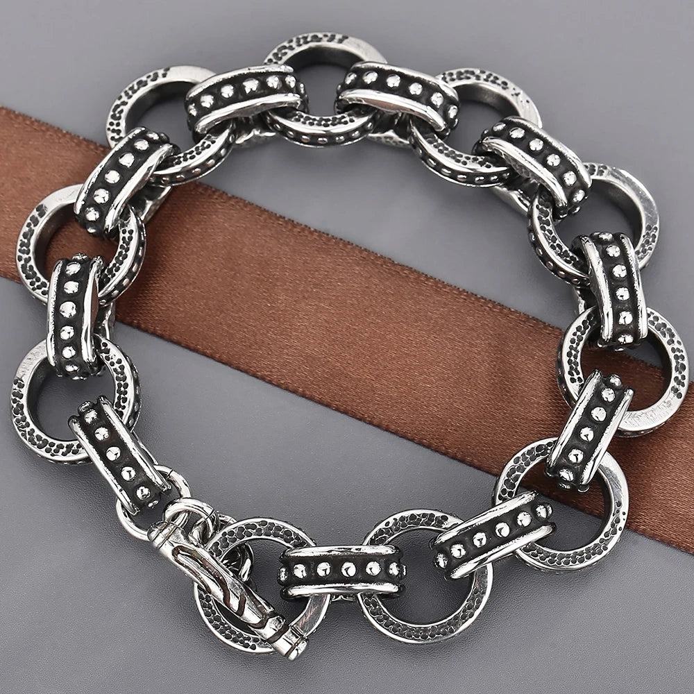 Vintage Stainless Steel Link Chain Men's Bracelet OT Clasp