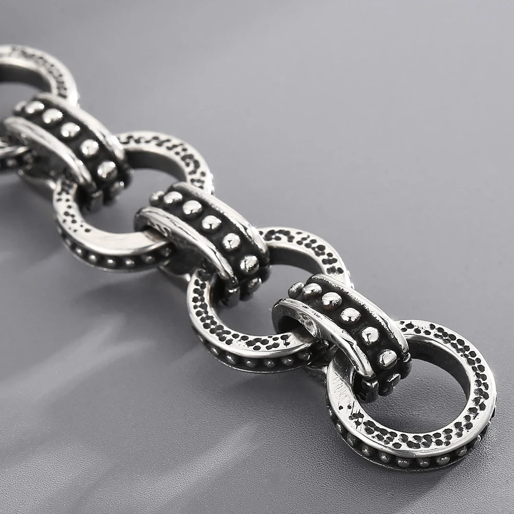 Vintage Stainless Steel Link Chain Men's Bracelet OT Clasp